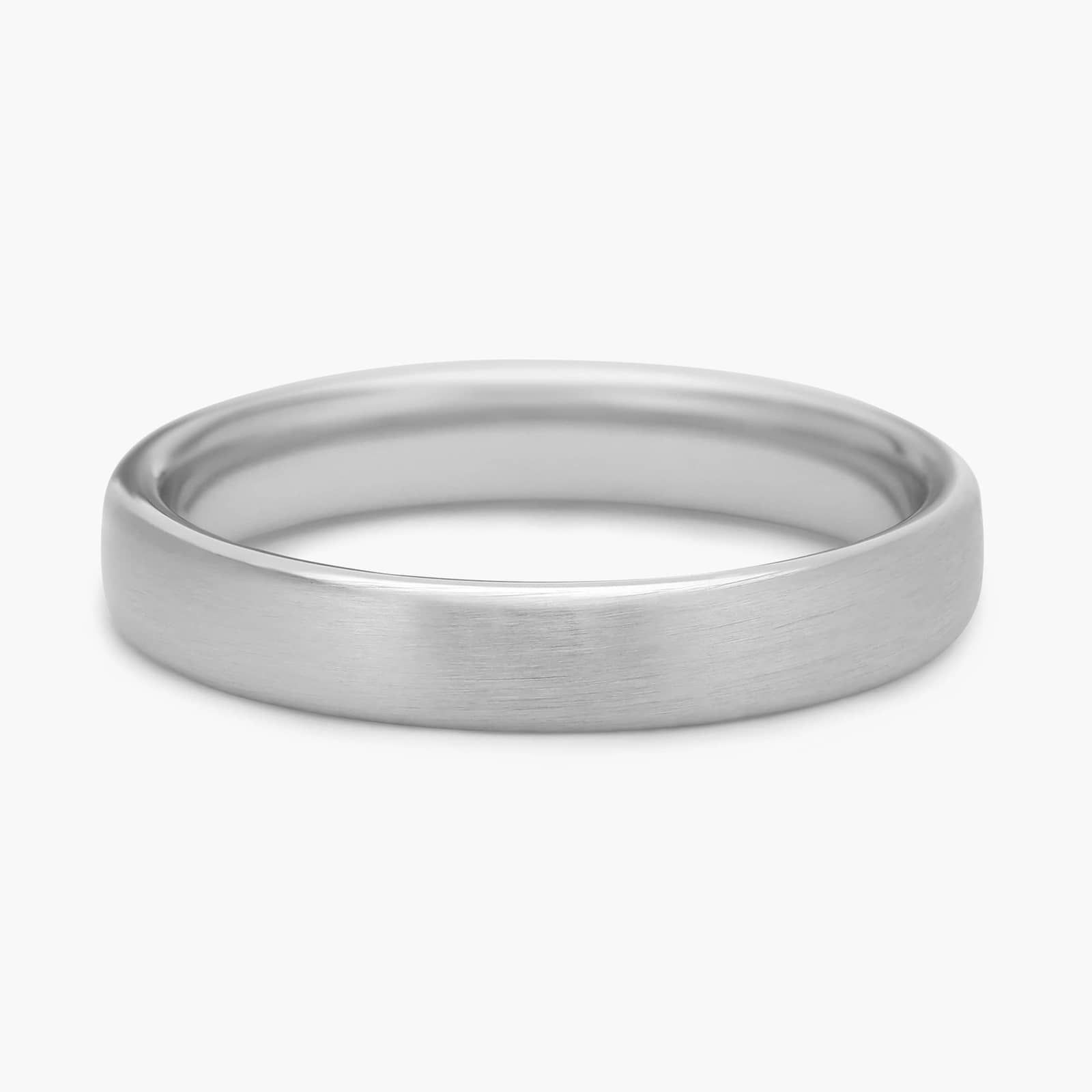 Matte Low Dome Comfort Fit Wedding Ring in 14k White Gold (4mm)