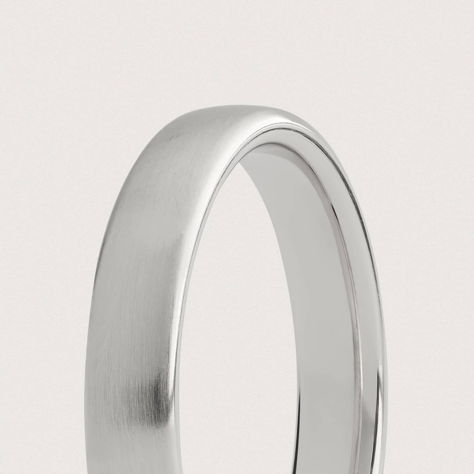 Matte Low Dome Comfort Fit Wedding Ring in 14k White Gold (4mm)