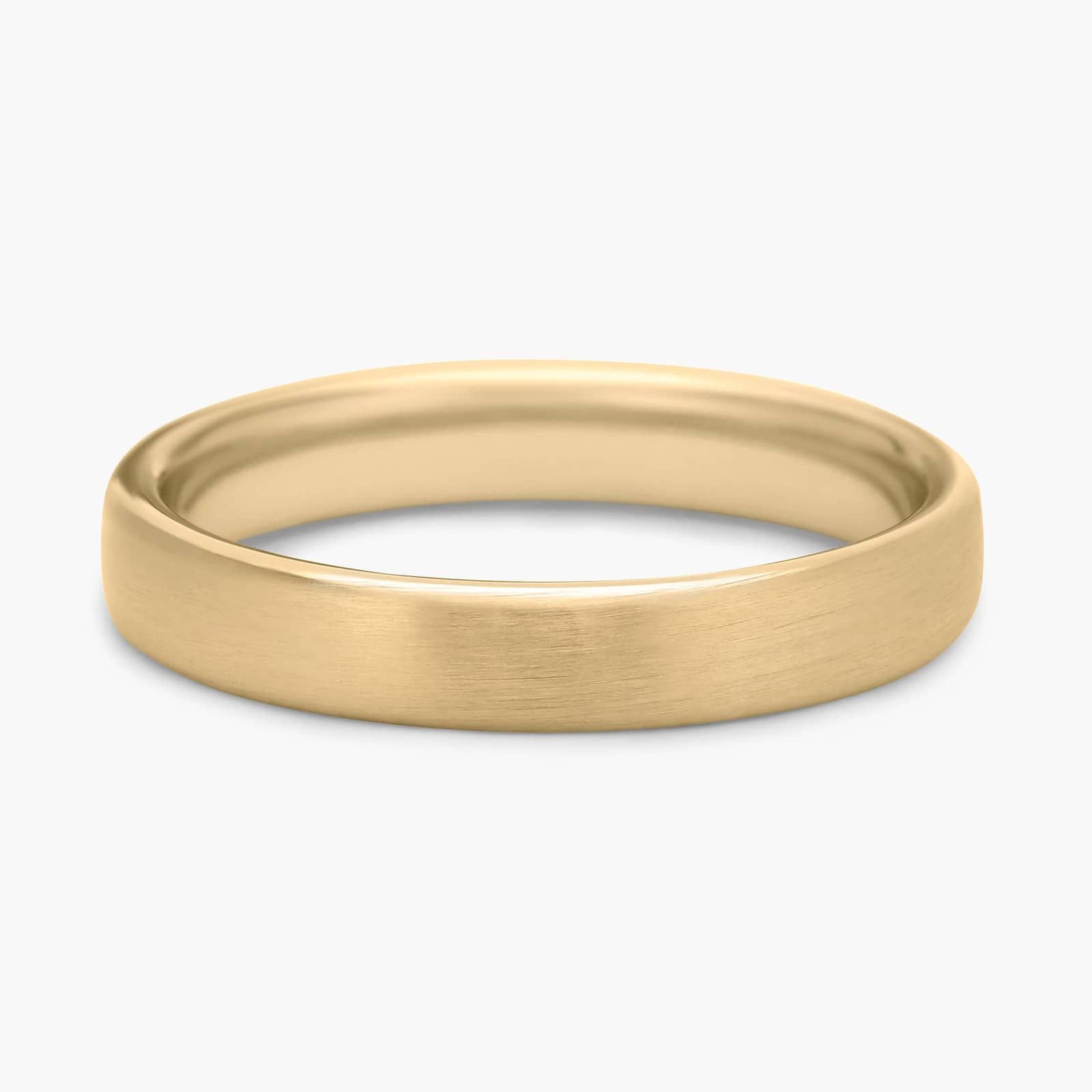 Matte Low Dome Comfort Fit Wedding Ring in 14k Yellow Gold (4mm)