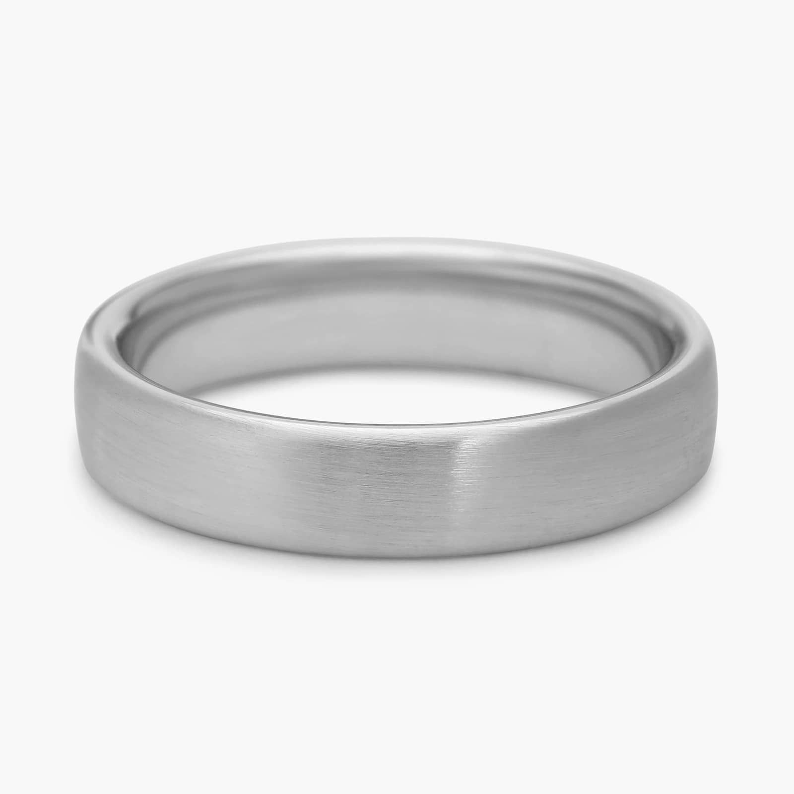 Matte Low Dome Comfort Fit Wedding Ring in 14k White Gold (5mm)