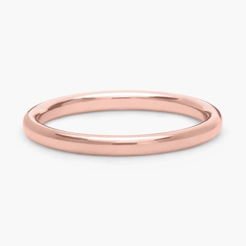 Low Dome Comfort Fit Wedding Ring in 14k Rose Gold (2mm)