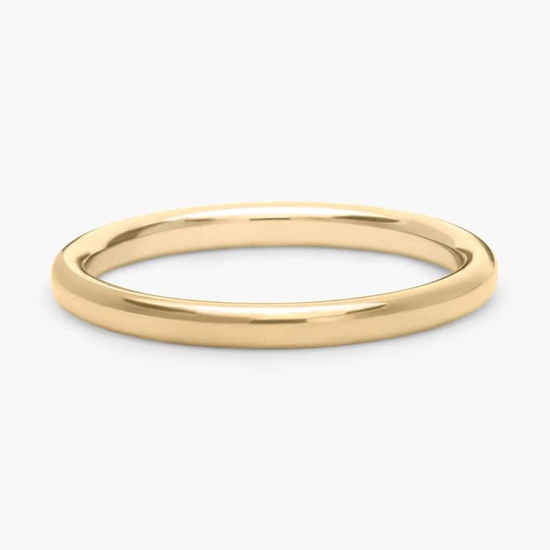 Low Dome Comfort Fit Wedding Ring in 14k Yellow Gold (2mm)