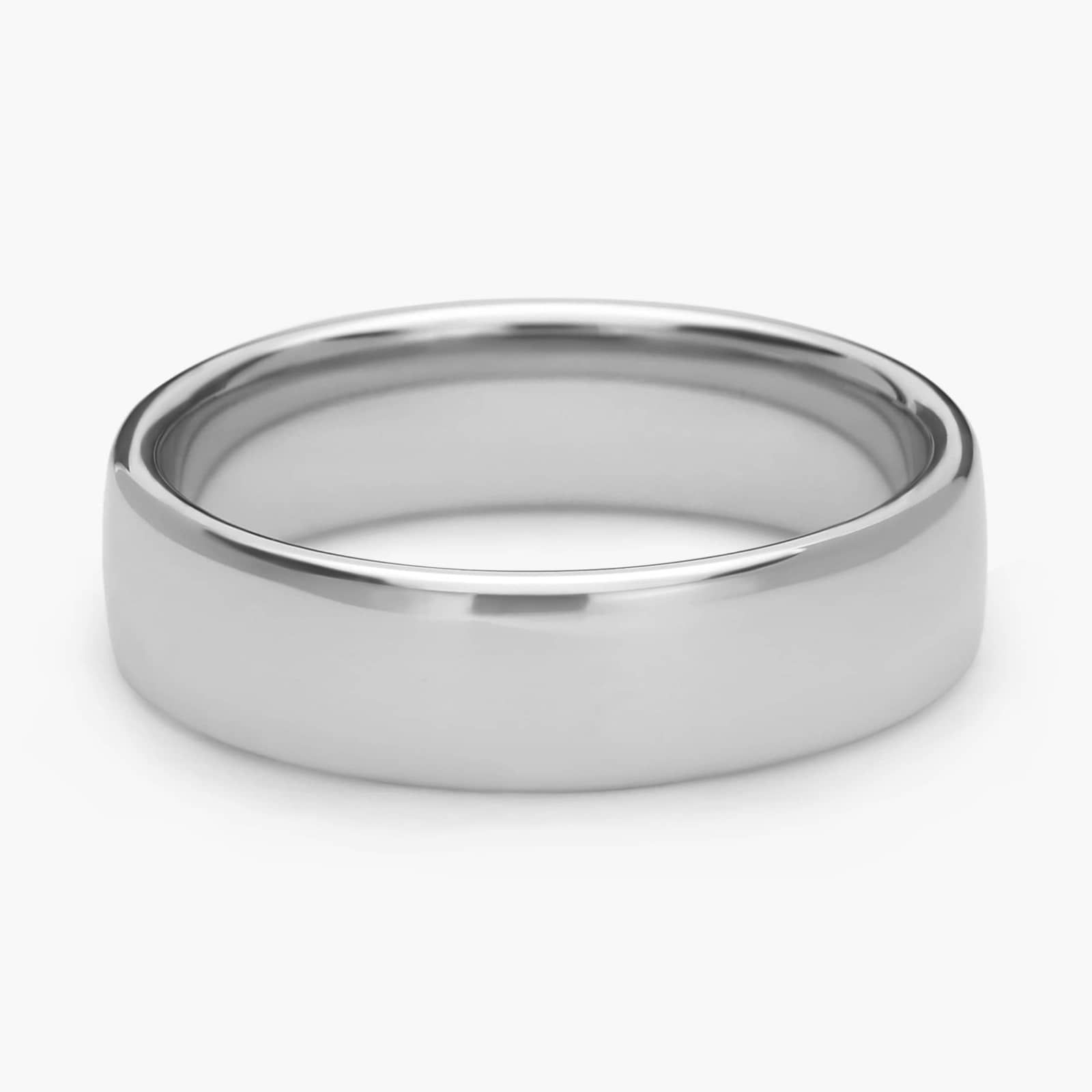 Low Dome Comfort Fit Wedding Ring in 14k White Gold (6mm)