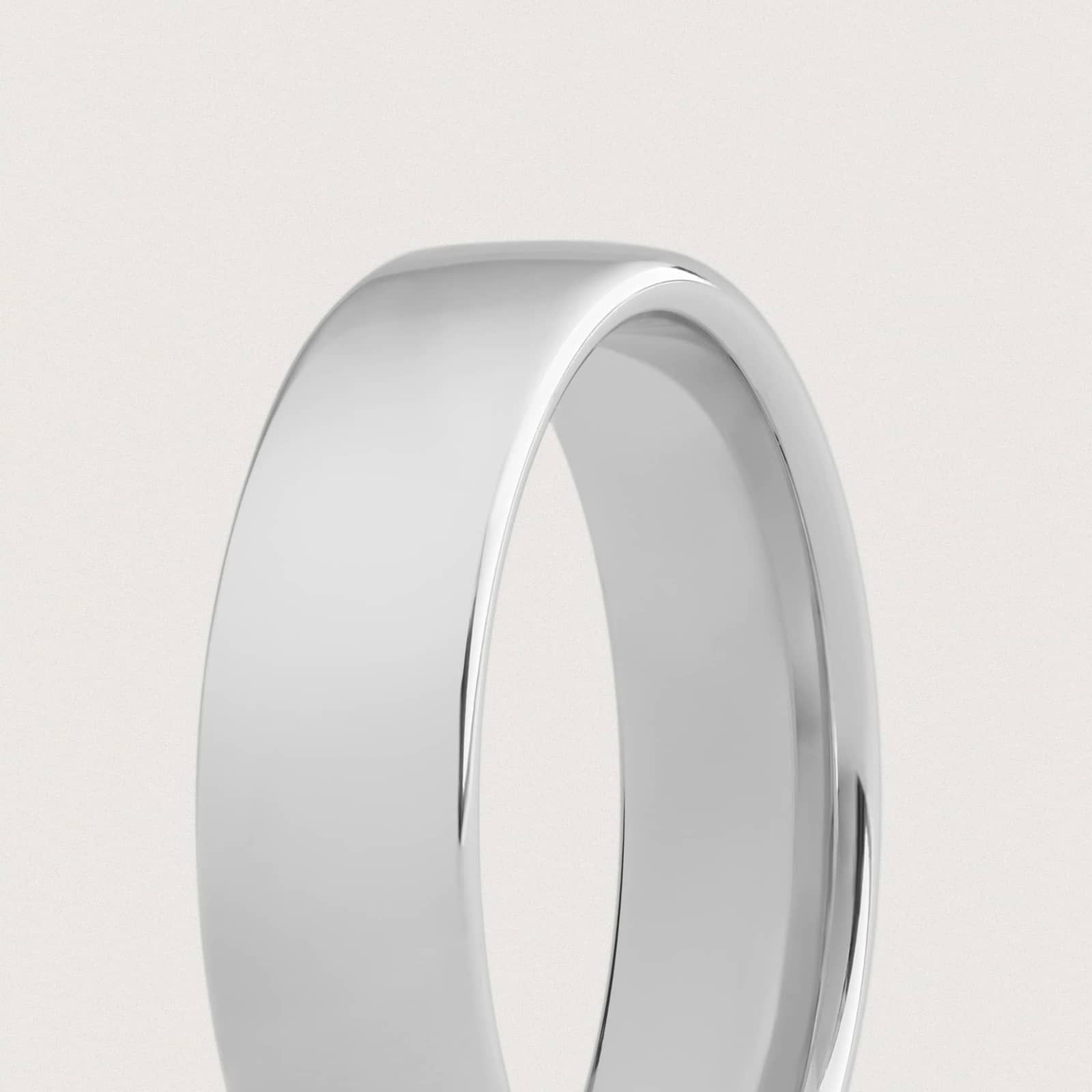 Low Dome Comfort Fit Wedding Ring in 14k White Gold (6mm)