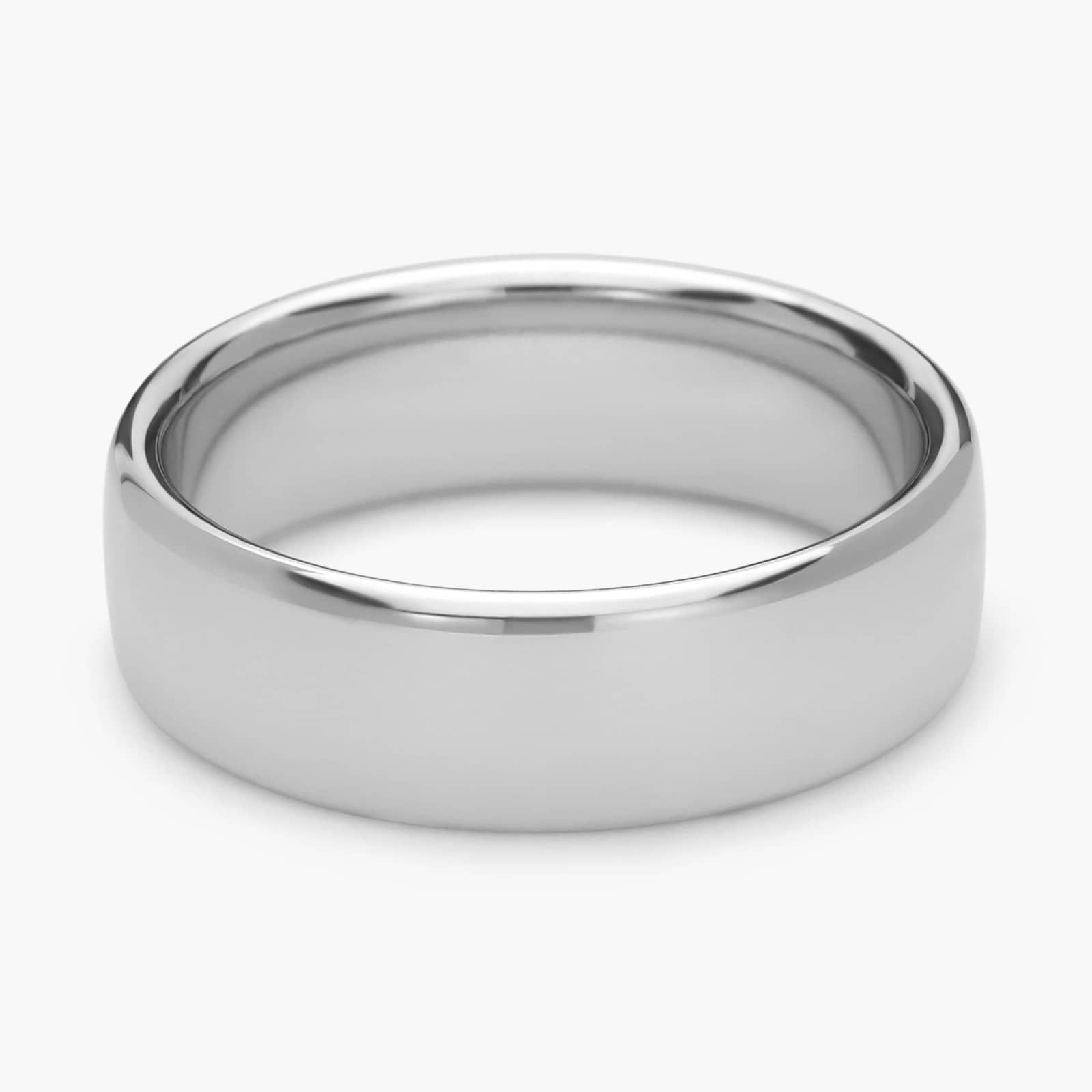 Low Dome Comfort Fit Wedding Ring in 14k White Gold (7mm)