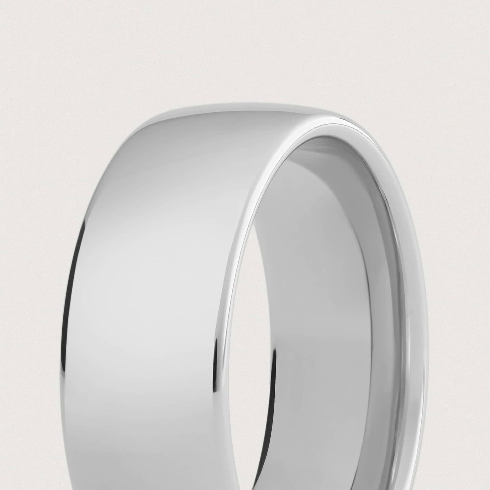 Low Dome Comfort Fit Wedding Ring in 14k White Gold (8mm)