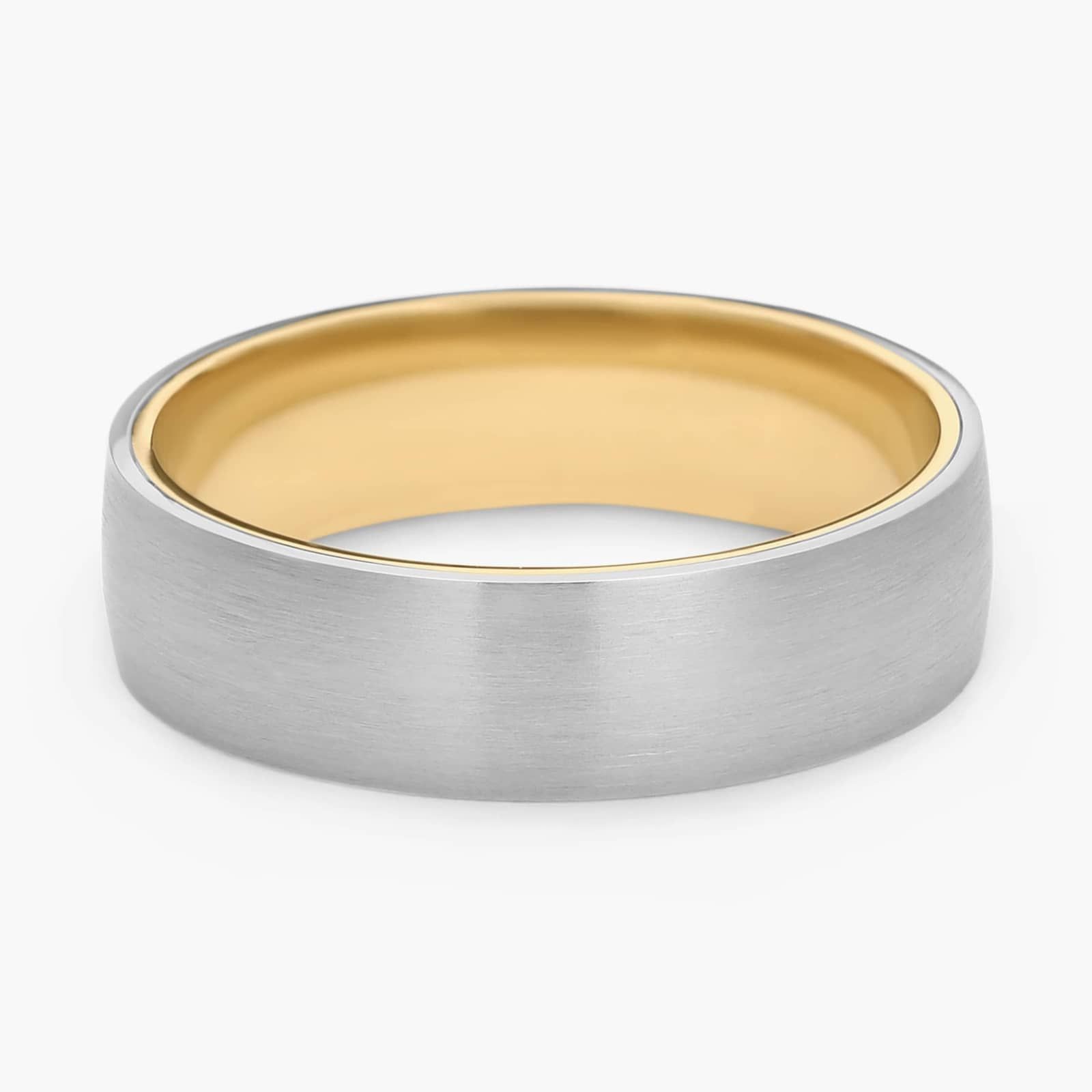 Matte Classic Wedding Ring in Platinum and 18k Yellow Gold (6mm)