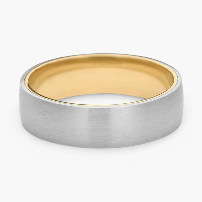 Matte Classic Wedding Ring in Platinum and 18k Yellow Gold (6mm)