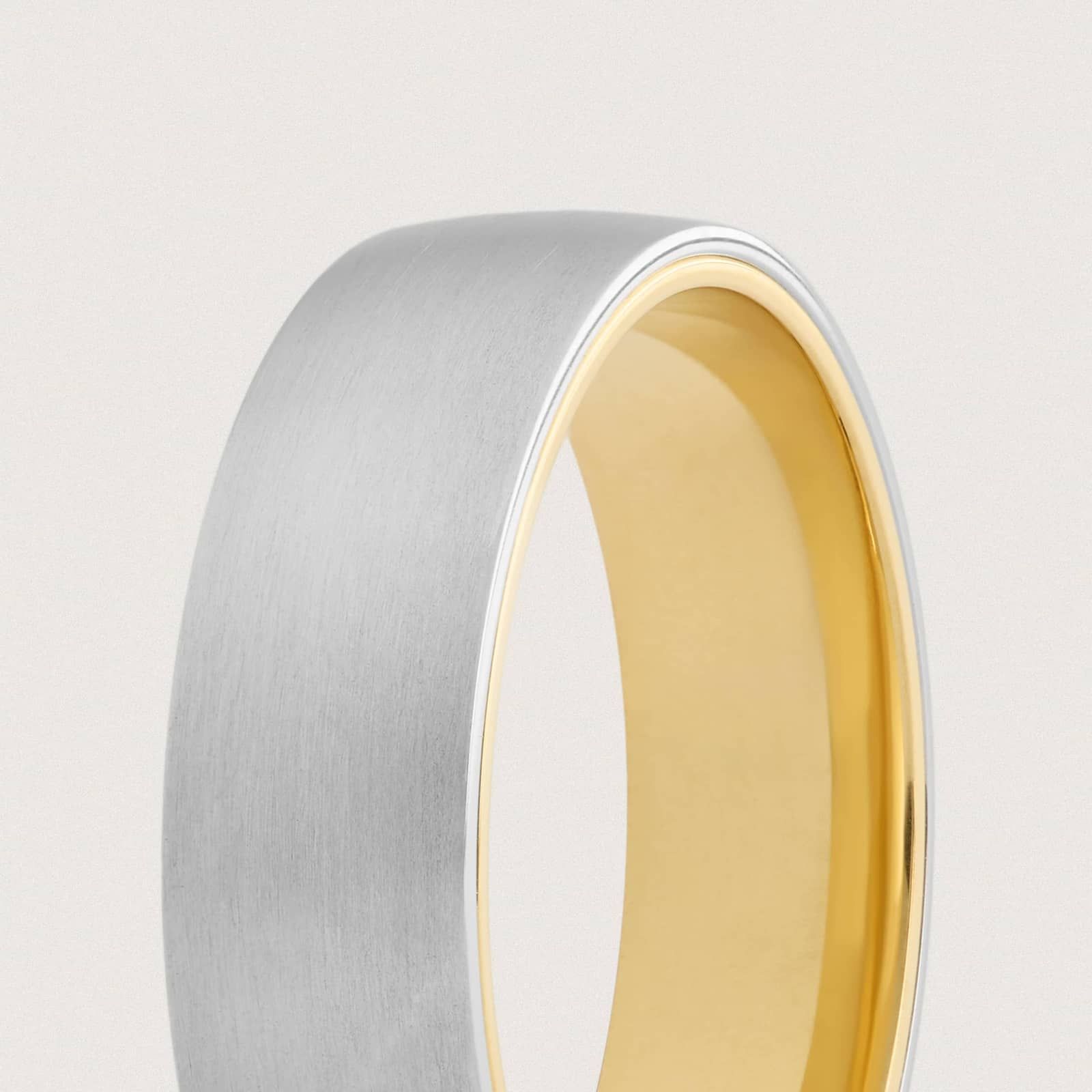 Matte Classic Wedding Ring in Platinum and 18k Yellow Gold (6mm)