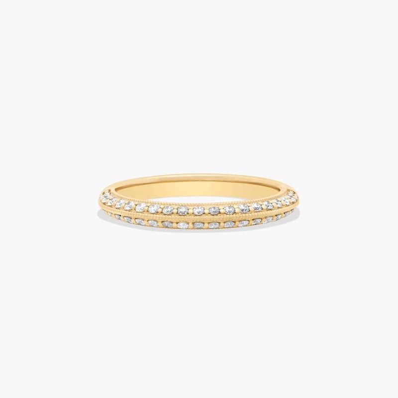Pavé Knife Edge Lotus Diamond Wedding Ring In 14K Yellow Gold (2.50mm) By James Allen