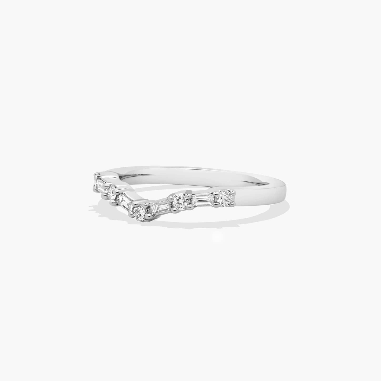 Chevron Curved Diamond Wedding Ring In Platinum (2.00mm) By James Allen