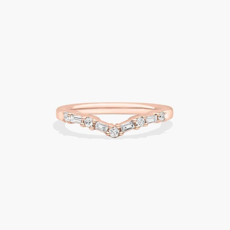 Chevron Curved Diamond Wedding Ring In 14K Rose Gold (2.00mm) By James Allen