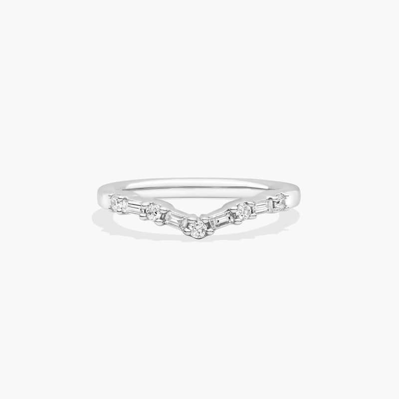 Chevron Curved Diamond Wedding Ring In 14K White Gold (2.00mm) By James Allen