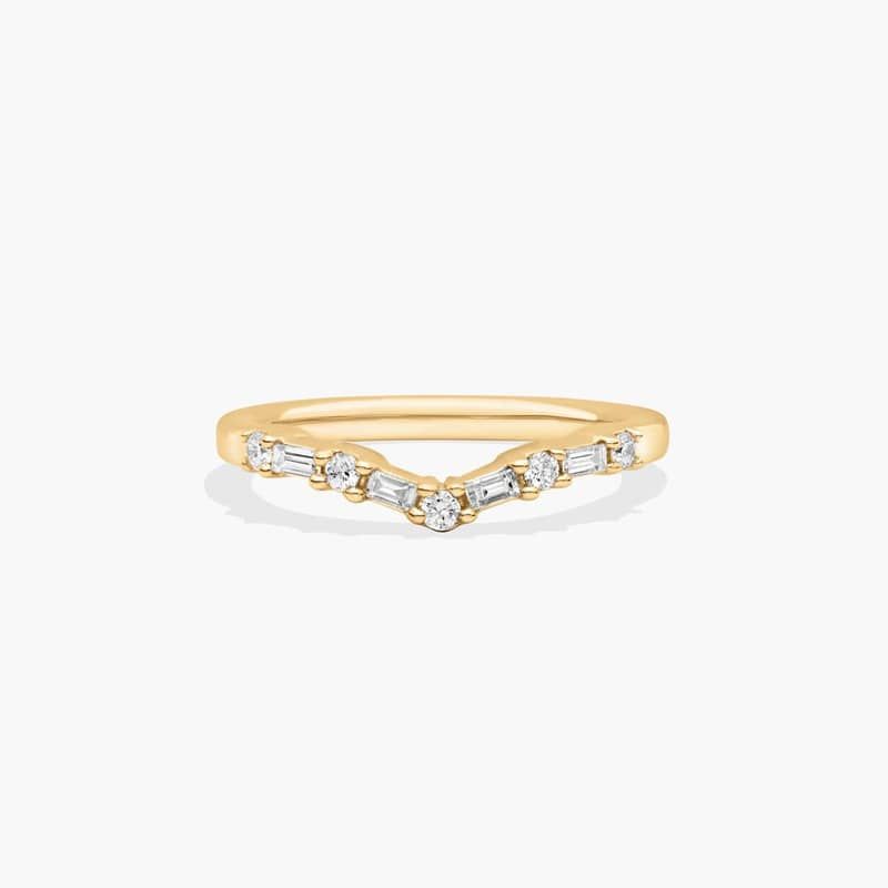 Chevron Curved Diamond Wedding Ring In 14K Yellow Gold (2.00mm) By James Allen