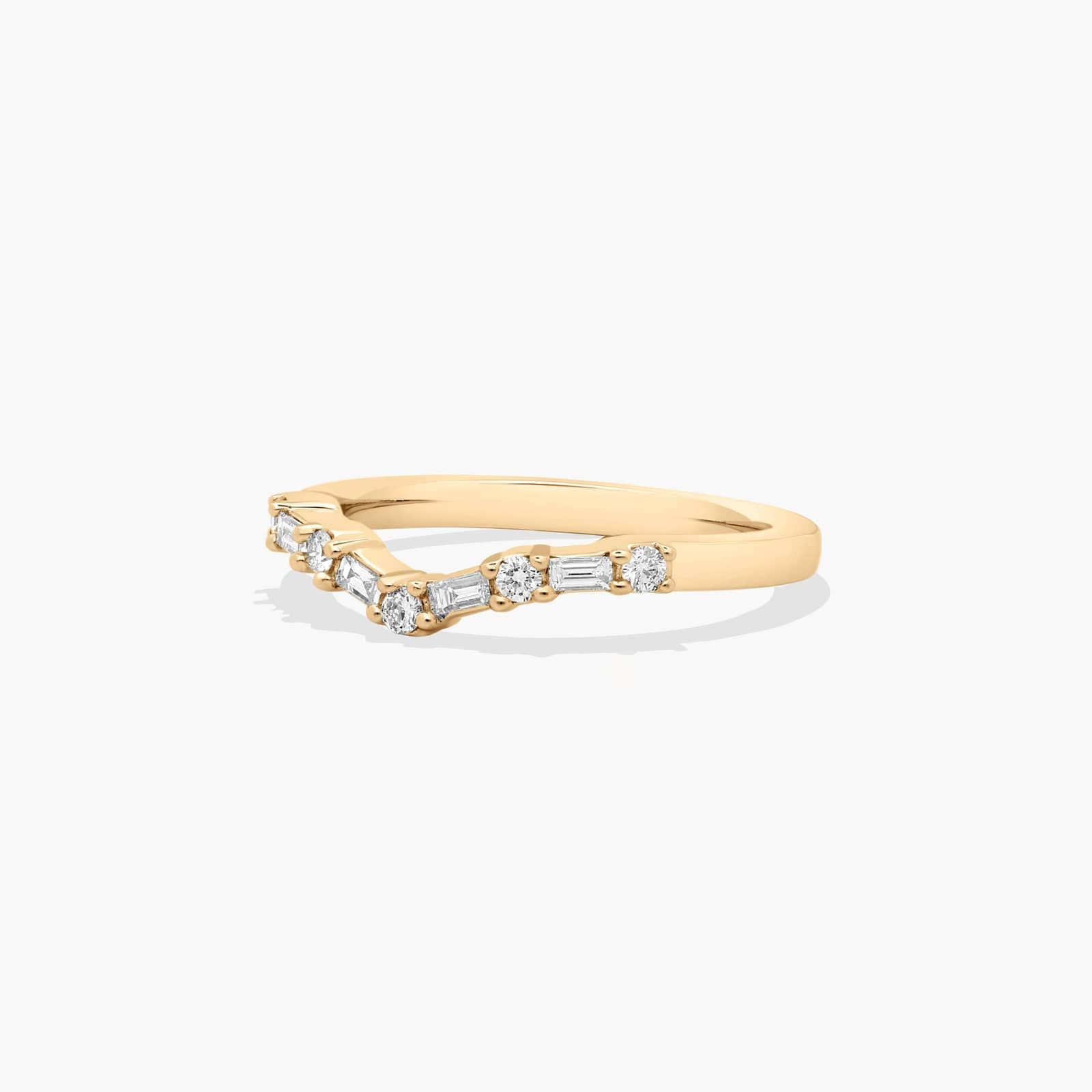 Chevron Curved Diamond Wedding Ring In 14K Yellow Gold (2.00mm) By James Allen