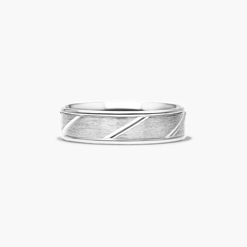 Diagonal Stripe Satin Finish Men's Wedding Band In 14K White Gold (6.00mm) By James Allen
