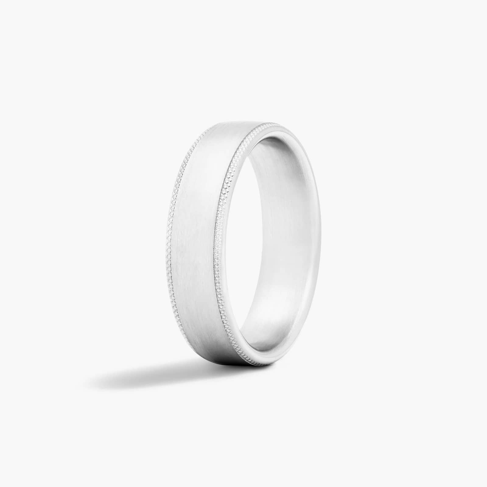 Comfort Fit Satin Center Knurled Edge Men's Wedding Band In Platinum (6.50mm) By James Allen