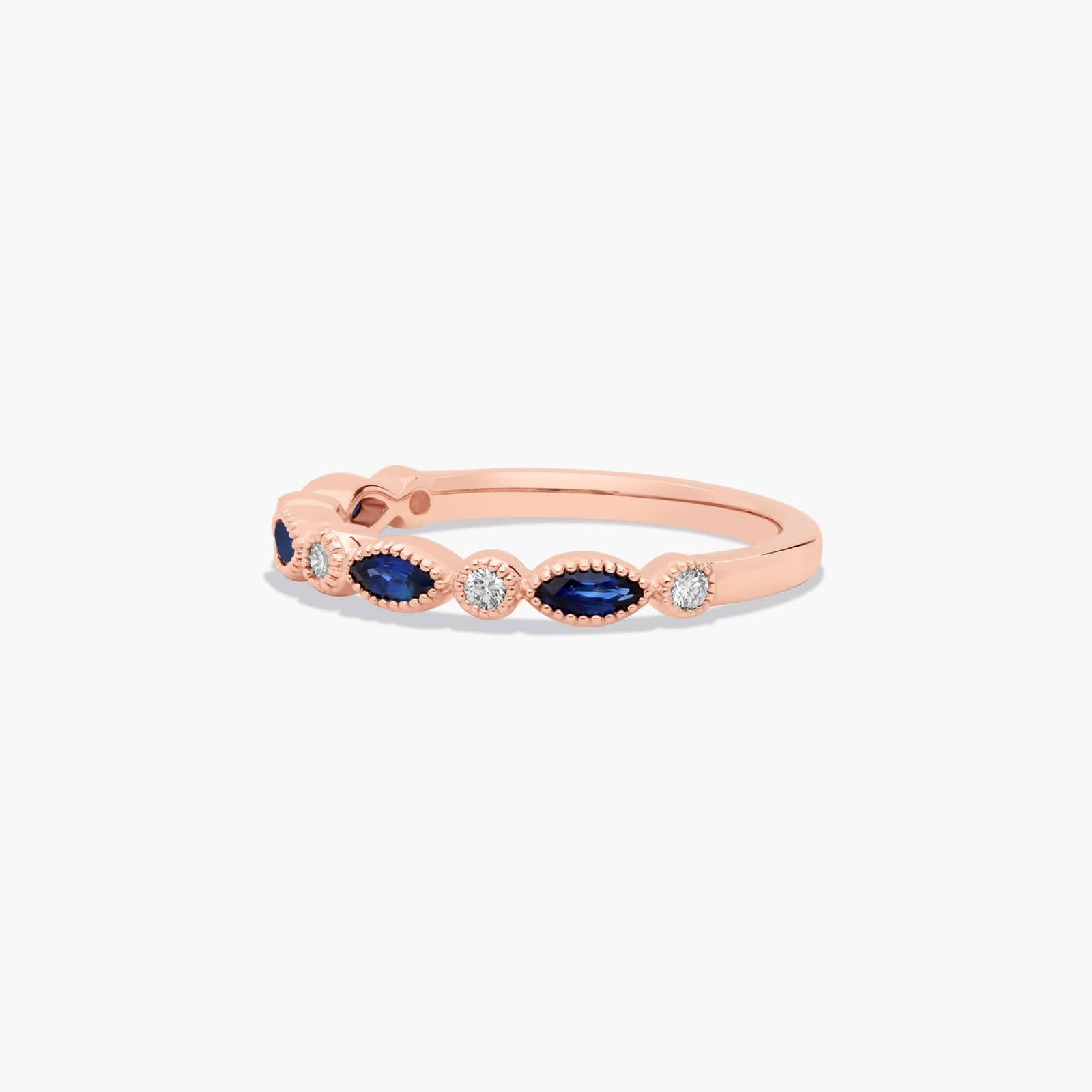 Round Diamond and Marquise Sapphire Wedding Ring In 14K Rose Gold (1.50mm) By James Allen