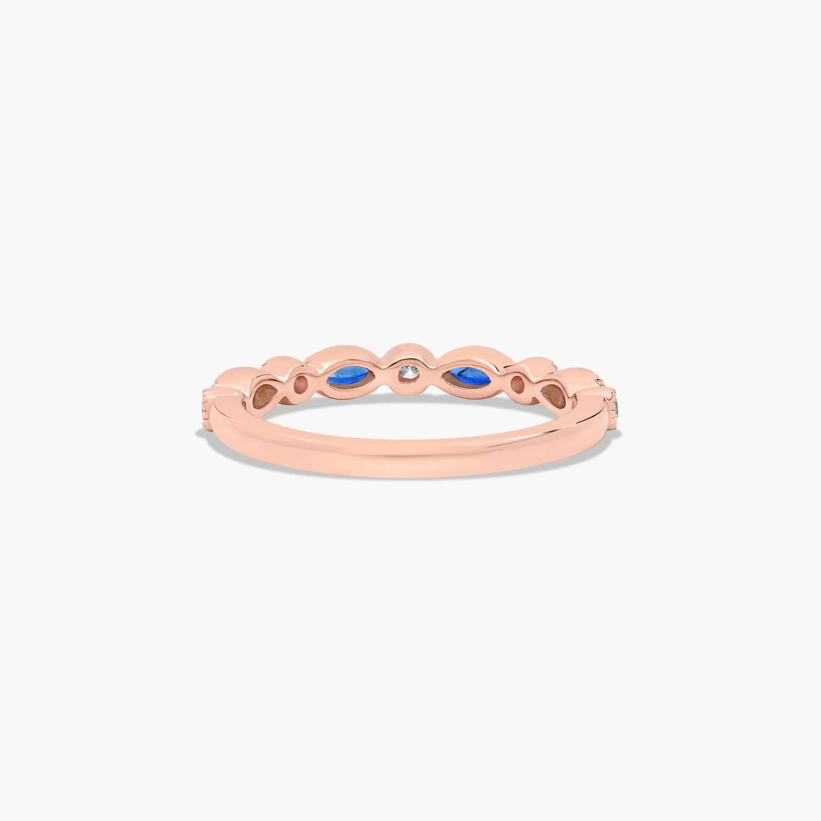 Round Diamond and Marquise Sapphire Wedding Ring In 14K Rose Gold (1.50mm) By James Allen