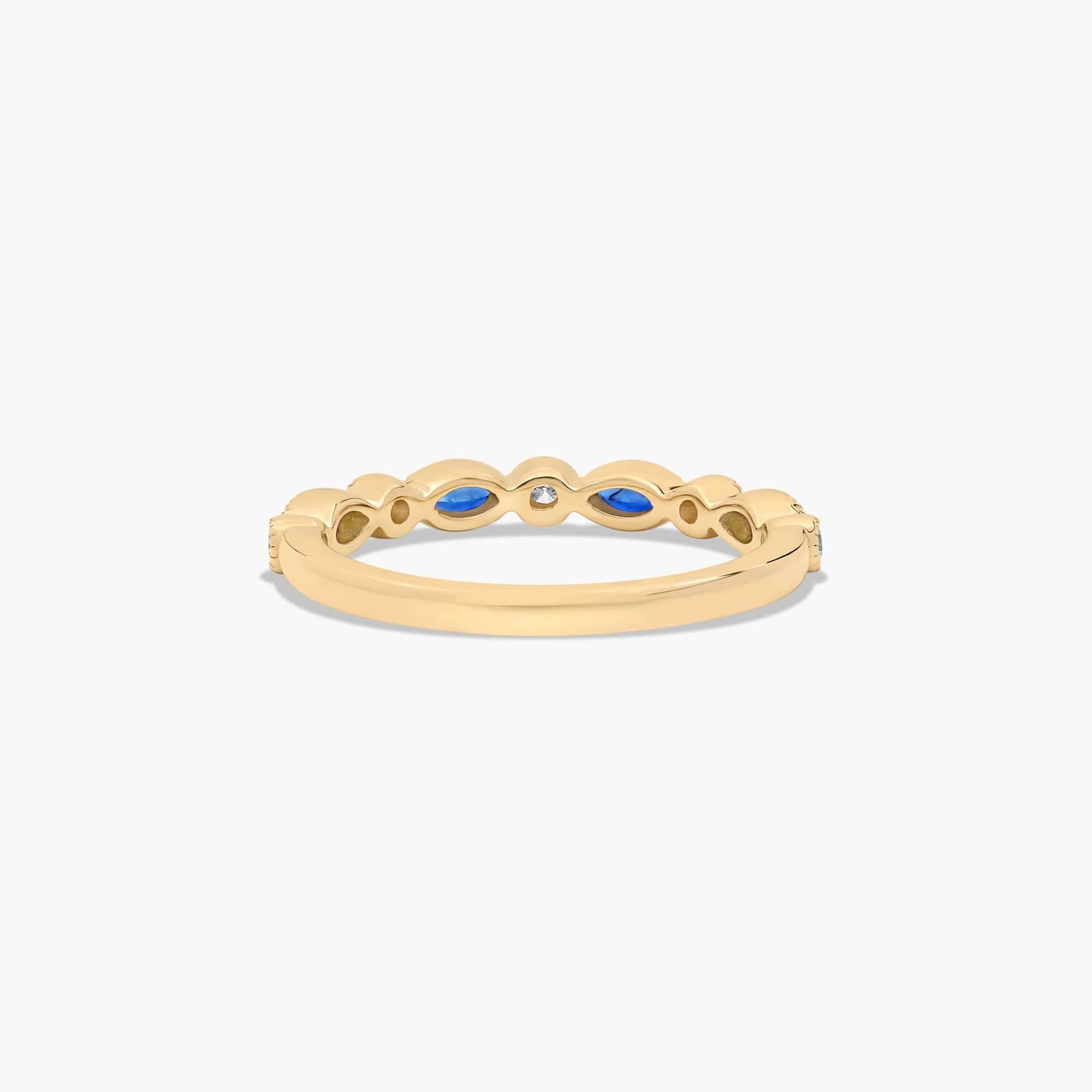 Round Diamond and Marquise Sapphire Wedding Ring In 18K Yellow Gold (1.50mm) By James Allen
