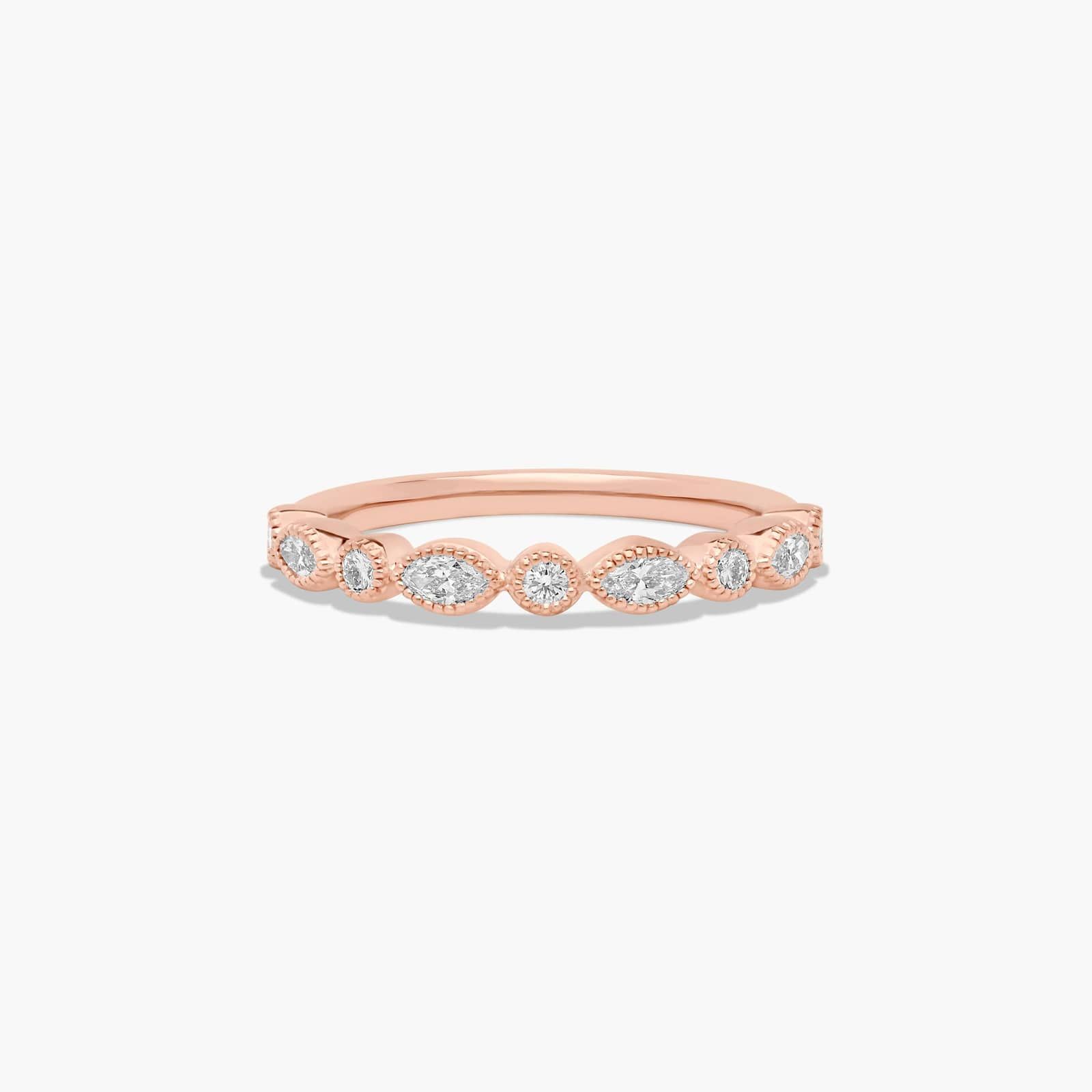 Round and Marquise Diamond Wedding Ring In 14K Rose Gold (1.50mm) By James Allen