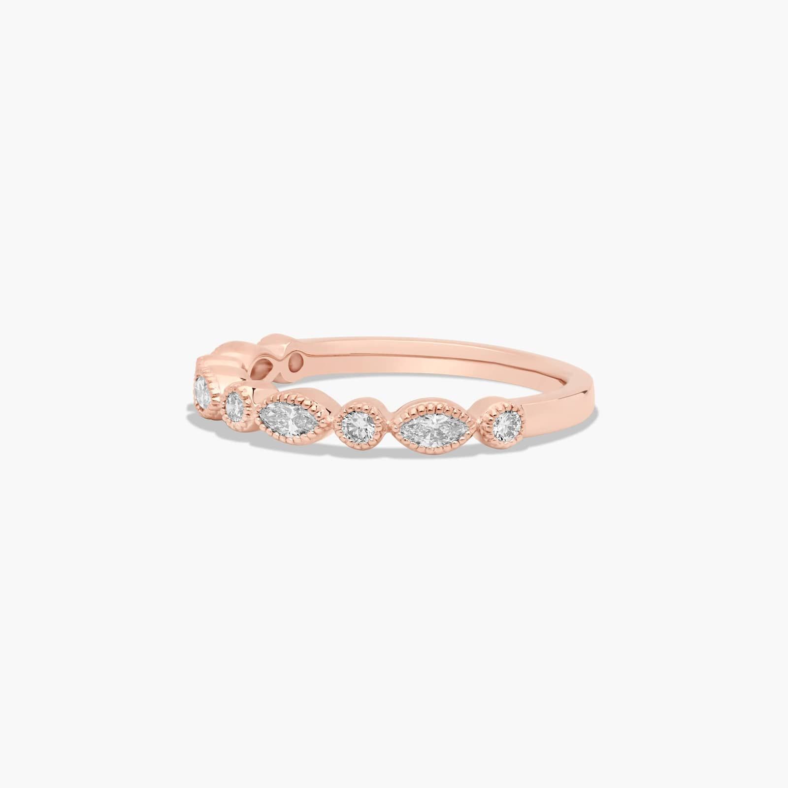 Round and Marquise Diamond Wedding Ring In 14K Rose Gold (1.50mm) By James Allen