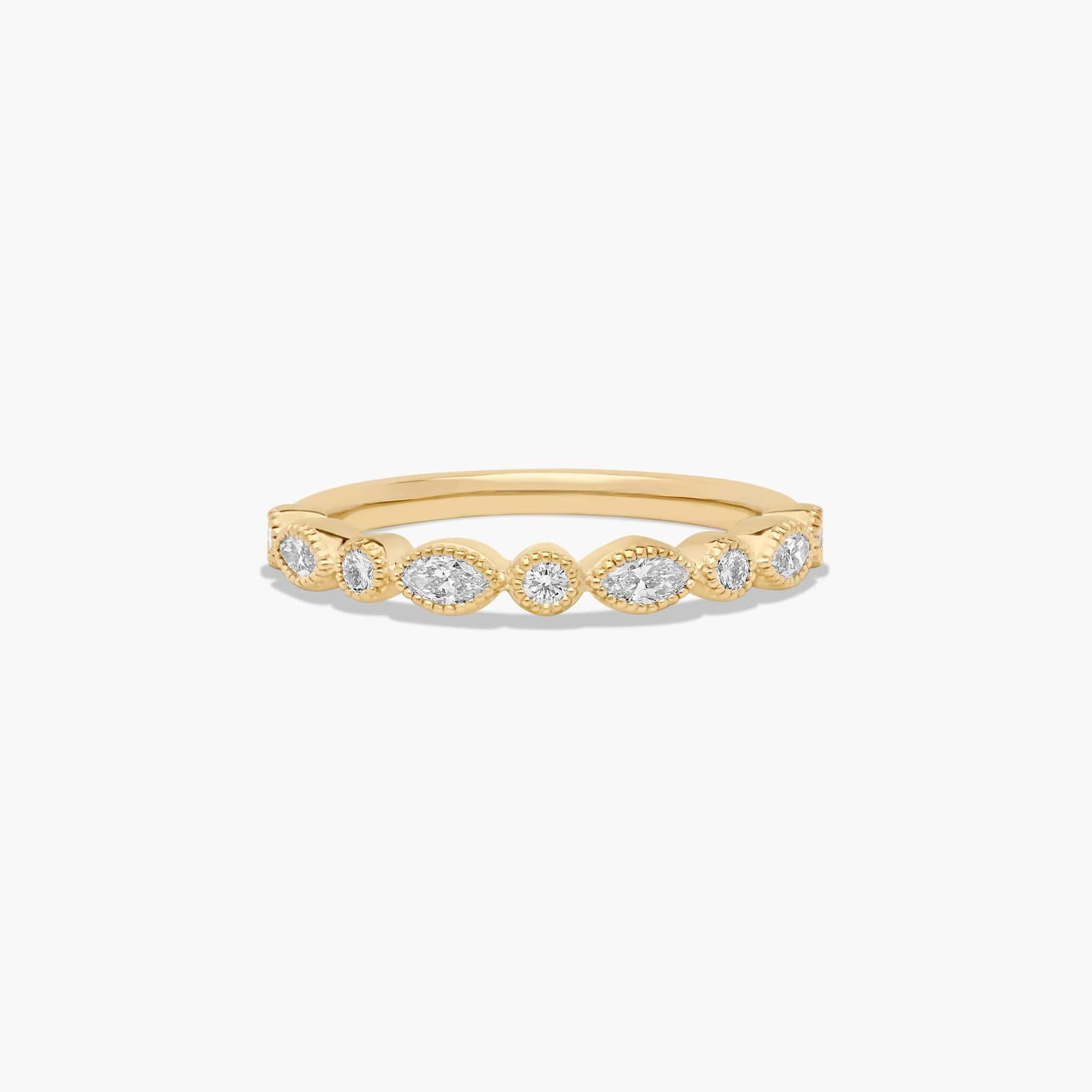 Round and Marquise Lab-Grown Diamond Wedding Ring In 14K Yellow Gold (1.50mm) By James Allen