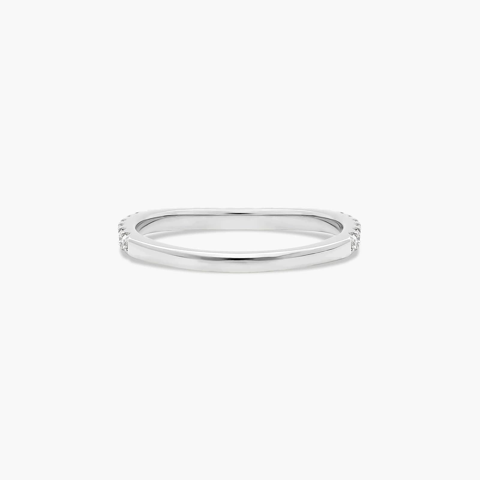 Slightly Curved Wedding Ring With Round Diamonds In 14K White Gold (1.50mm) By James Allen