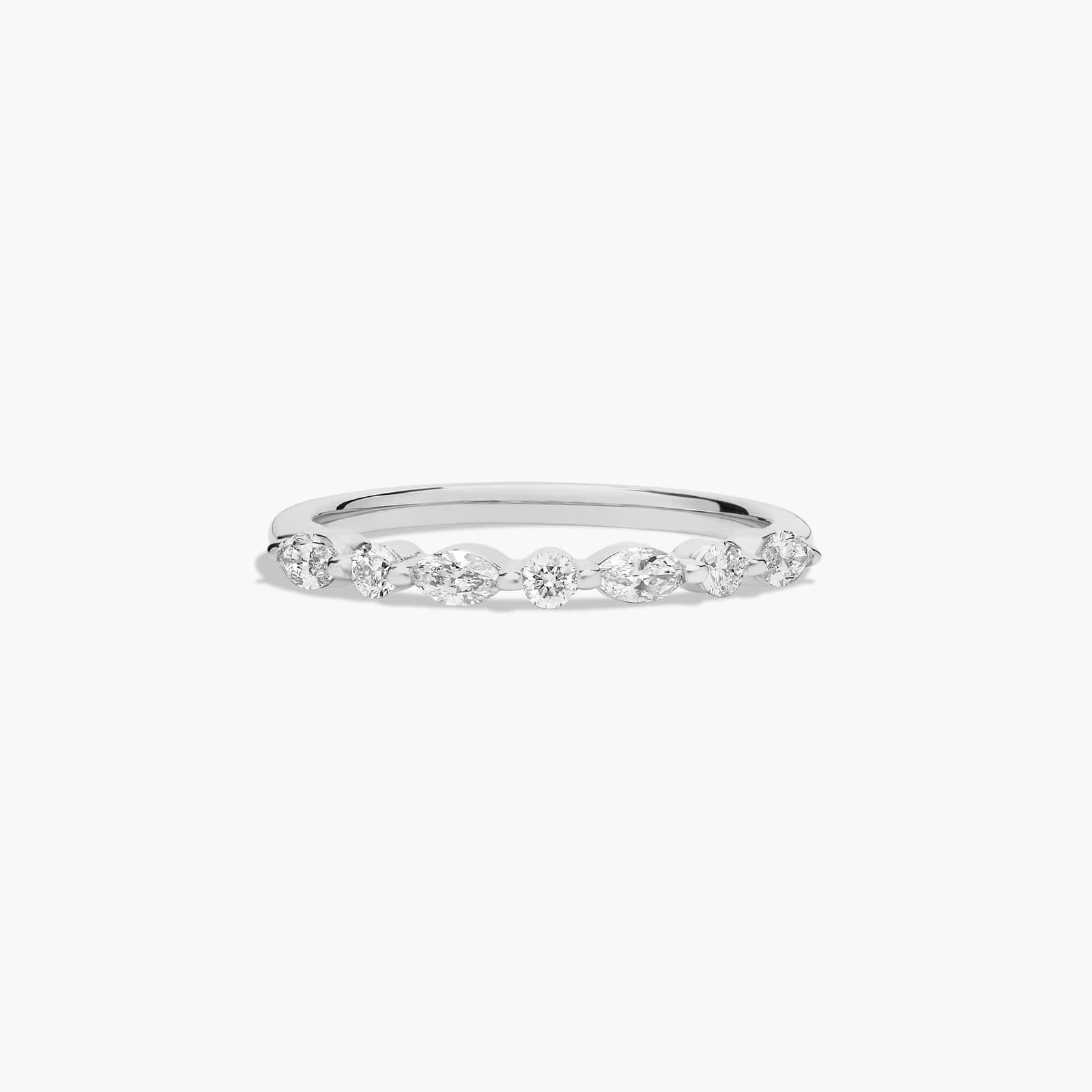 Marquise and Round Alternating Diamond Wedding Ring In 18K White Gold (2.00mm) By James Allen