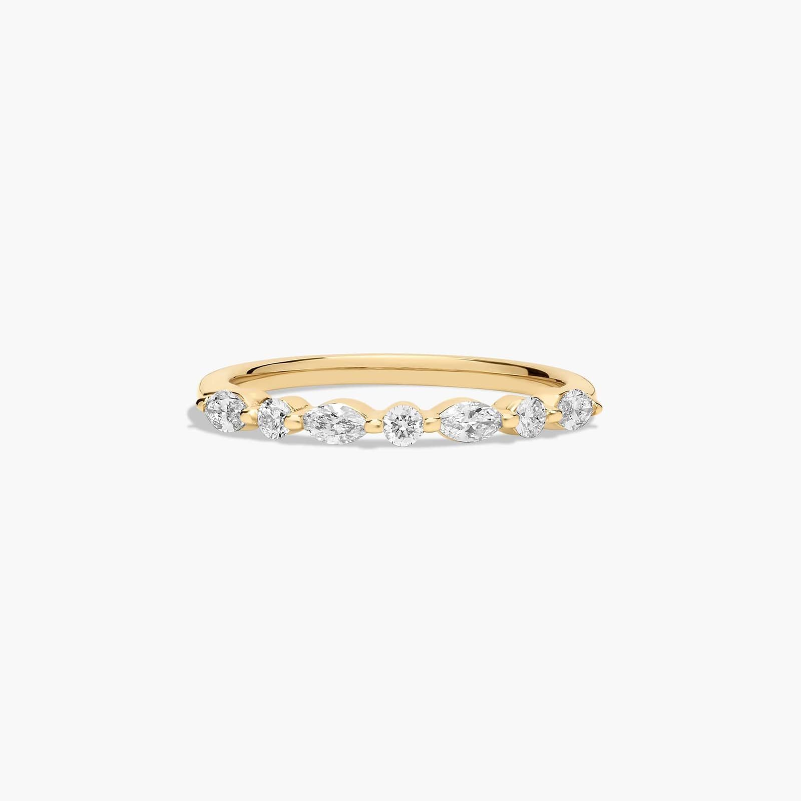 Marquise and Round Alternating Diamond Wedding Ring In 14K Yellow Gold (2.00mm) By James Allen