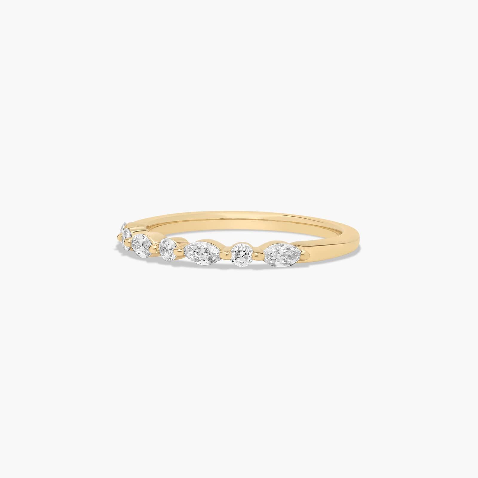 Marquise and Round Alternating Diamond Wedding Ring In 14K Yellow Gold (2.00mm) By James Allen
