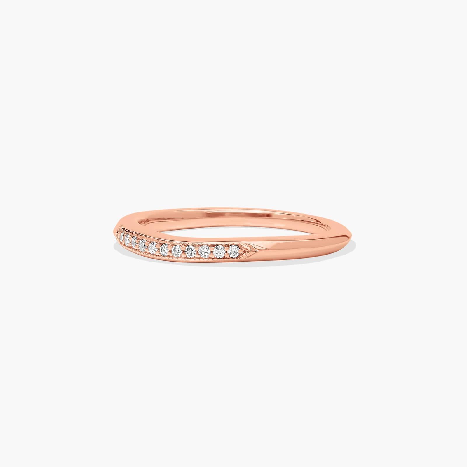 Modern Fleur-De-Lis Pavé Diamond Wedding Ring In 14K Rose Gold (1.50mm) By James Allen
