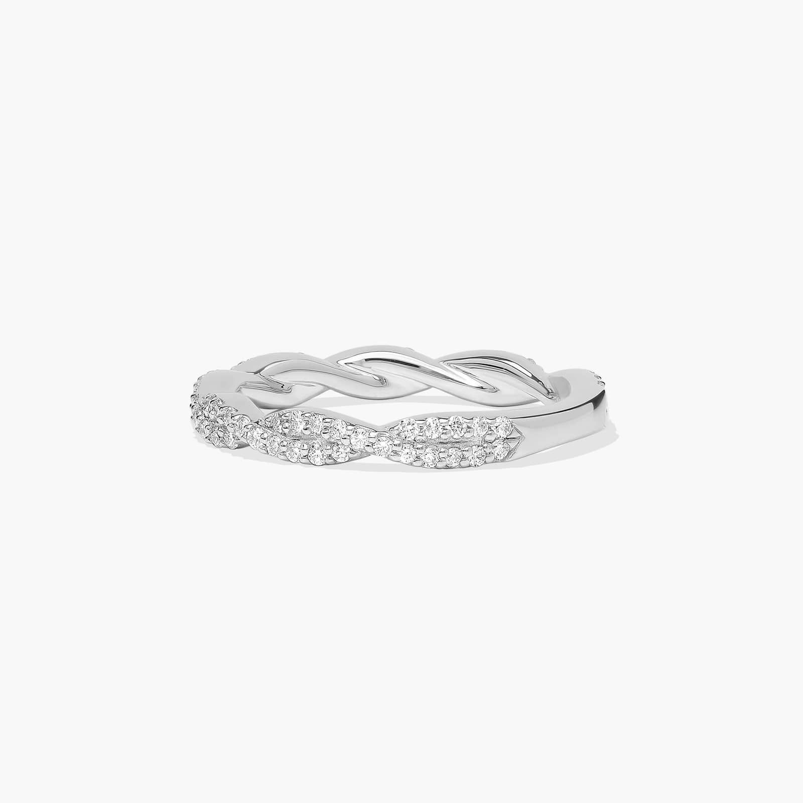 Twisted Pavé Leaf Diamond Wedding Ring In Platinum (1.50mm) By James Allen