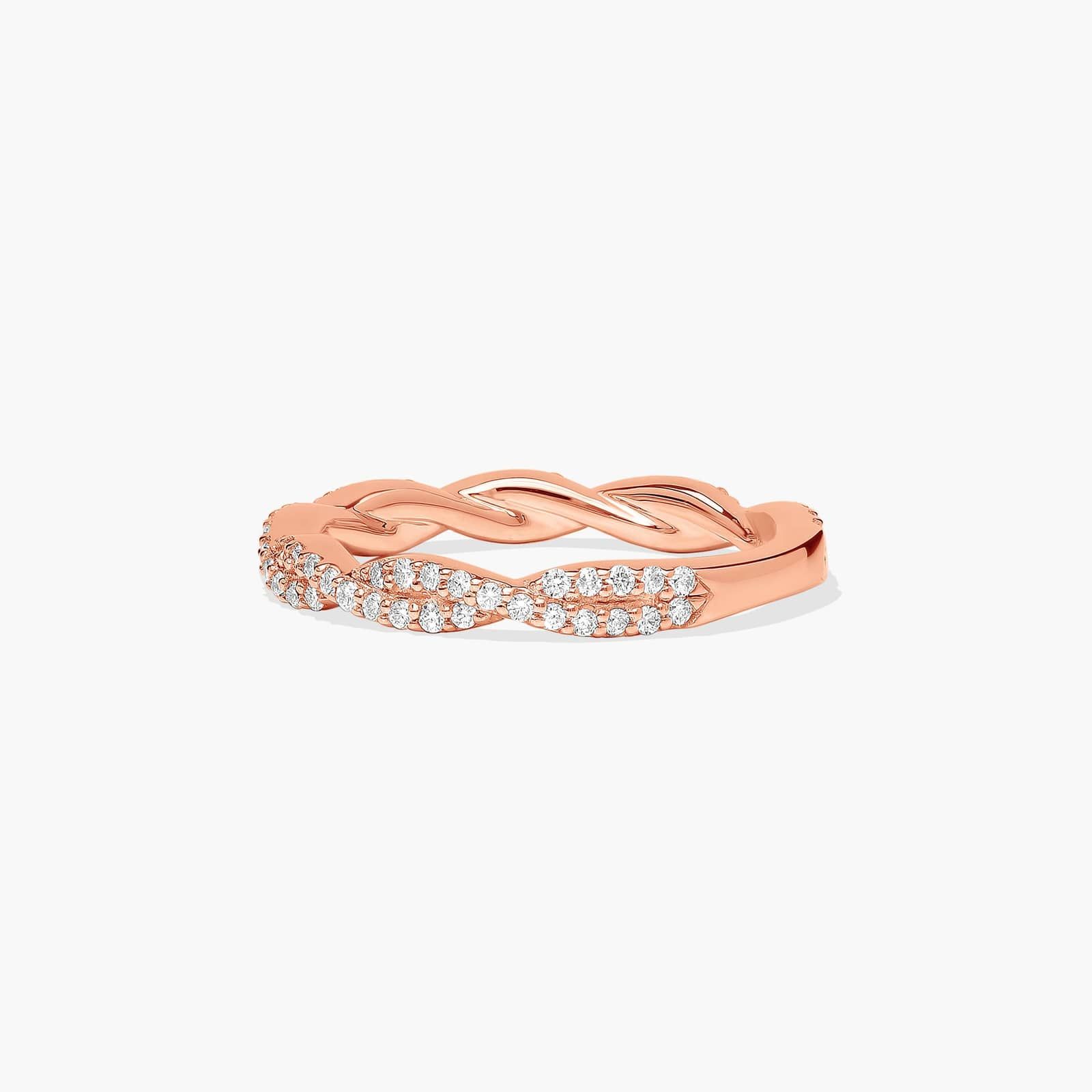 Twisted Pavé Leaf Diamond Wedding Ring In 14K Rose Gold (1.50mm) By James Allen