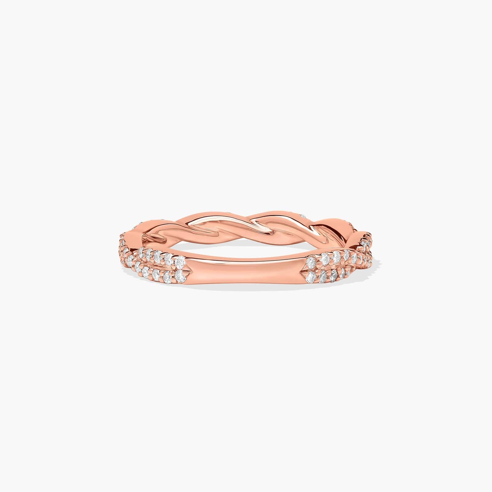 Twisted Pavé Leaf Diamond Wedding Ring In 14K Rose Gold (1.50mm) By James Allen