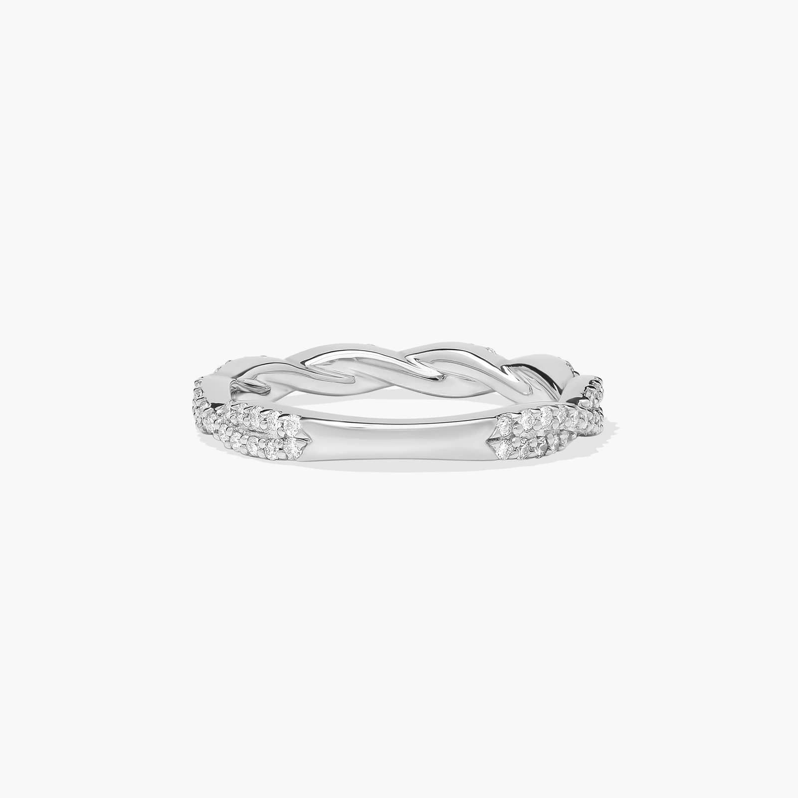 Twisted Pavé Leaf Diamond Wedding Ring In 18K White Gold (1.50mm) By James Allen