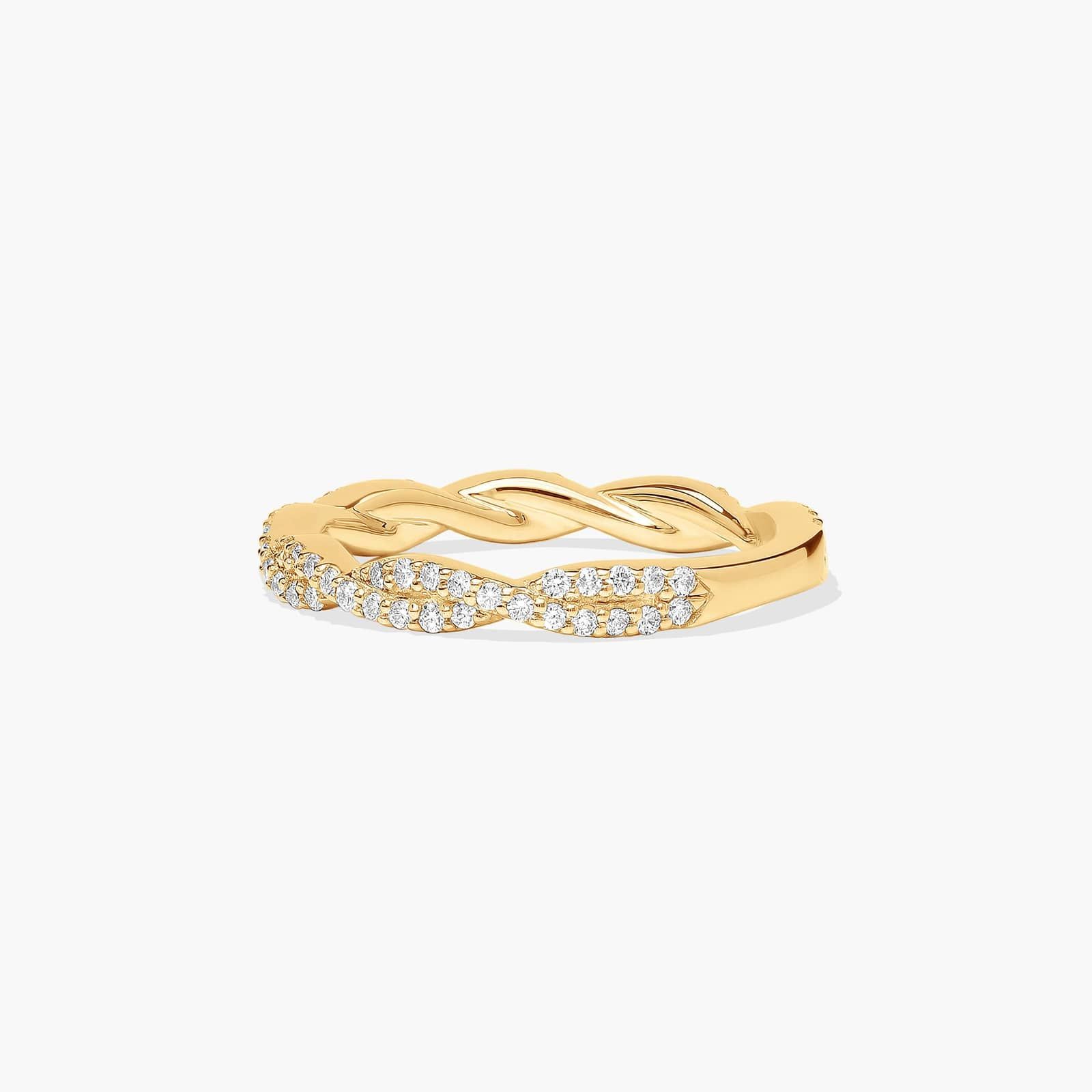 Twisted Pavé Leaf Diamond Wedding Ring In 18K Yellow Gold (1.50mm) By James Allen