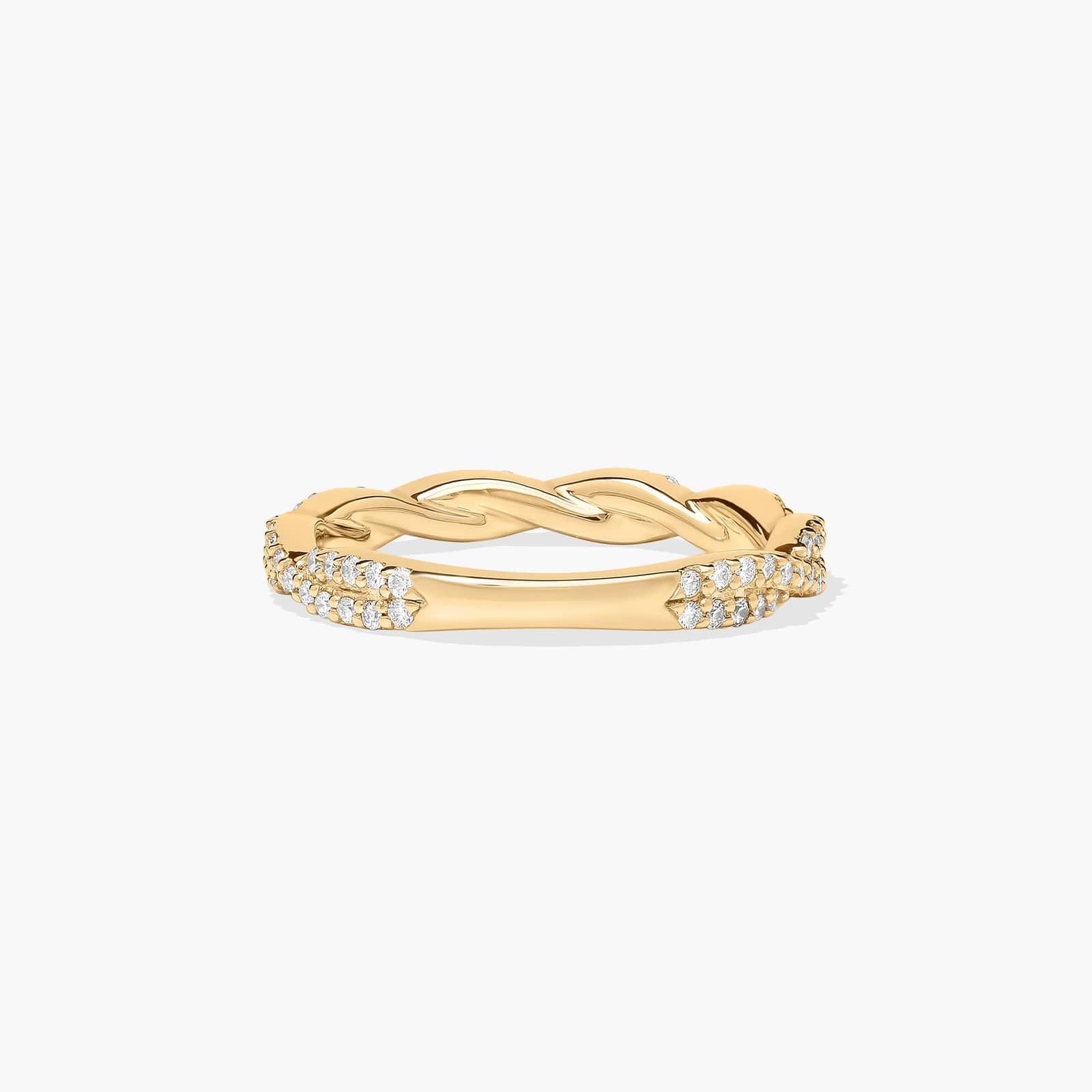 Twisted Pavé Leaf Diamond Wedding Ring In 14K Yellow Gold (1.50mm) By James Allen