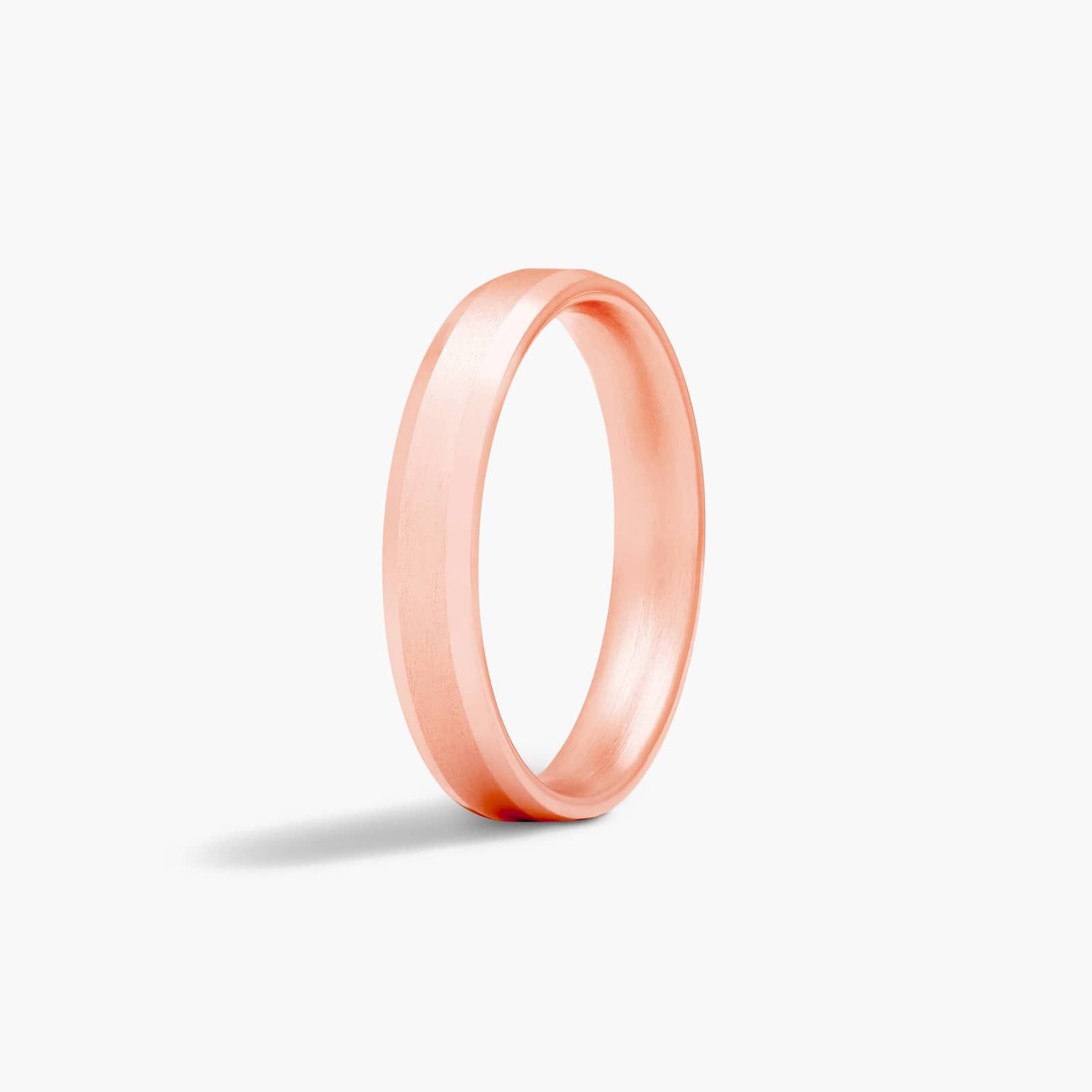 Comfort Fit Satin Beveled Edge Men's Wedding Band In 14K Rose Gold (4.00mm) By James Allen
