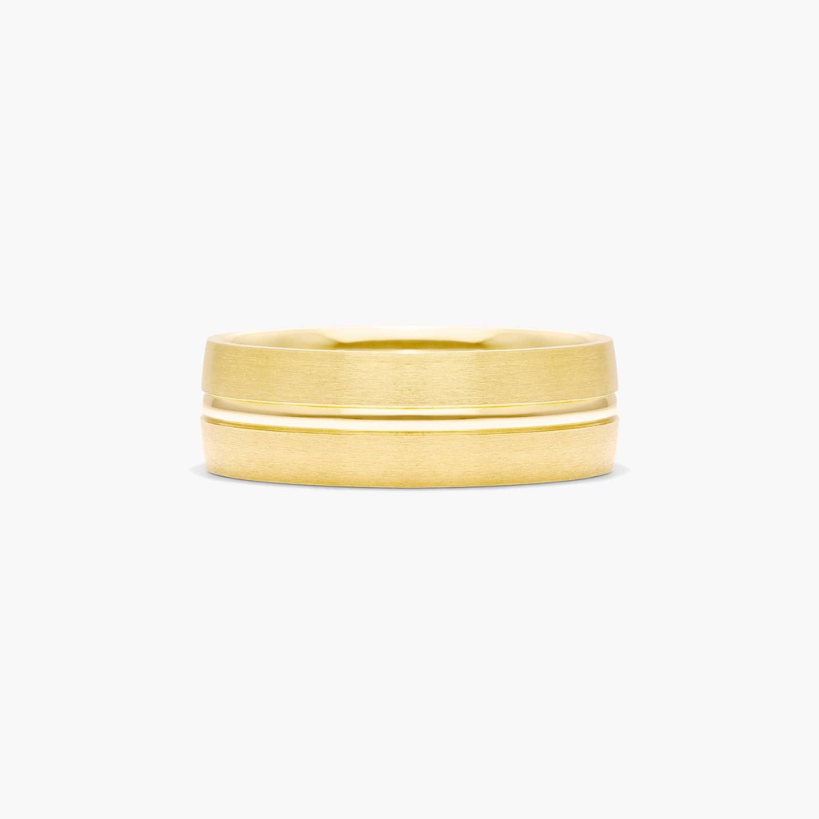 Center Groove Satin Finish Men's Wedding Band In 18K Yellow Gold (7.00mm) By James Allen