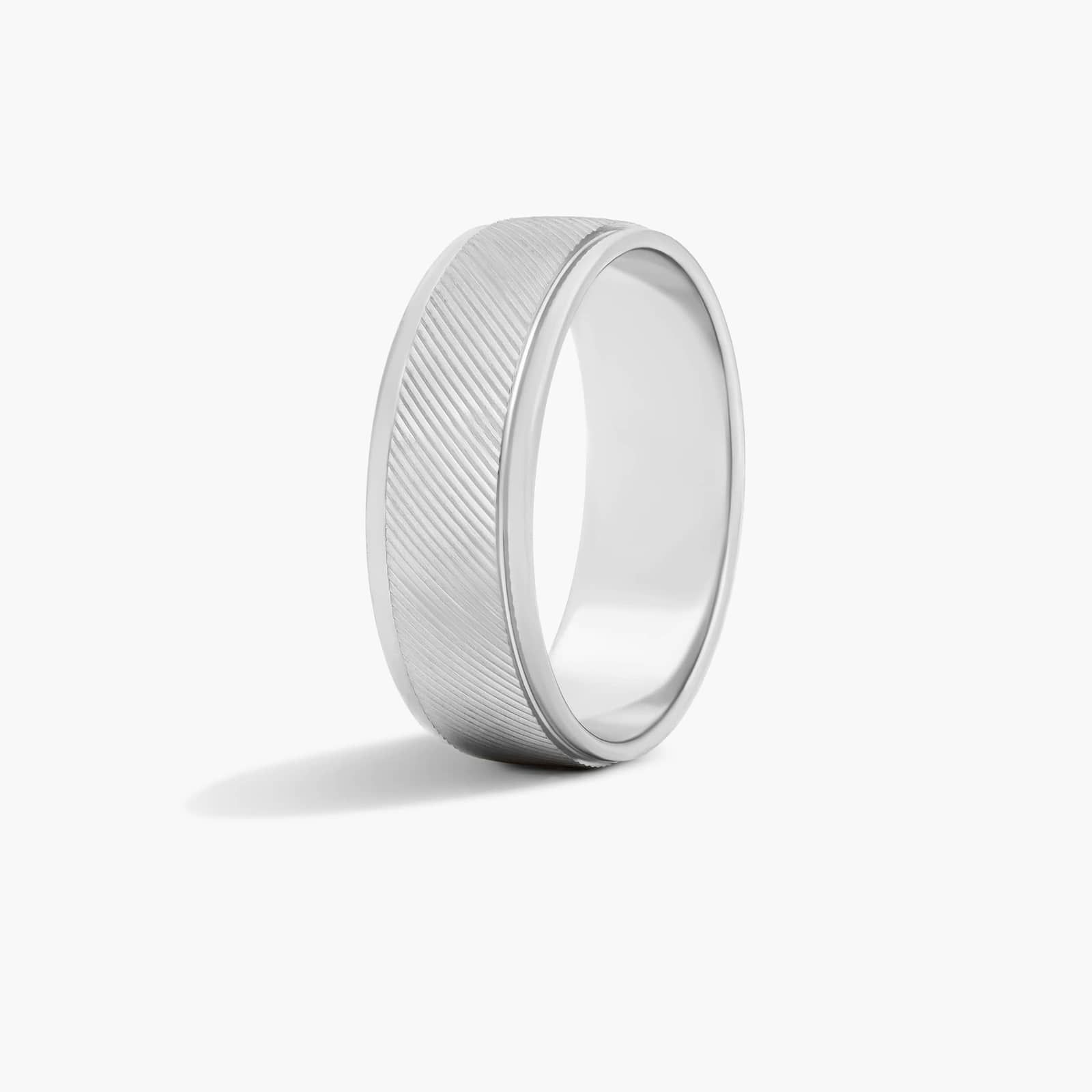 Oblique Design Men's Wedding Band In 18K White Gold (7.00mm) By James Allen