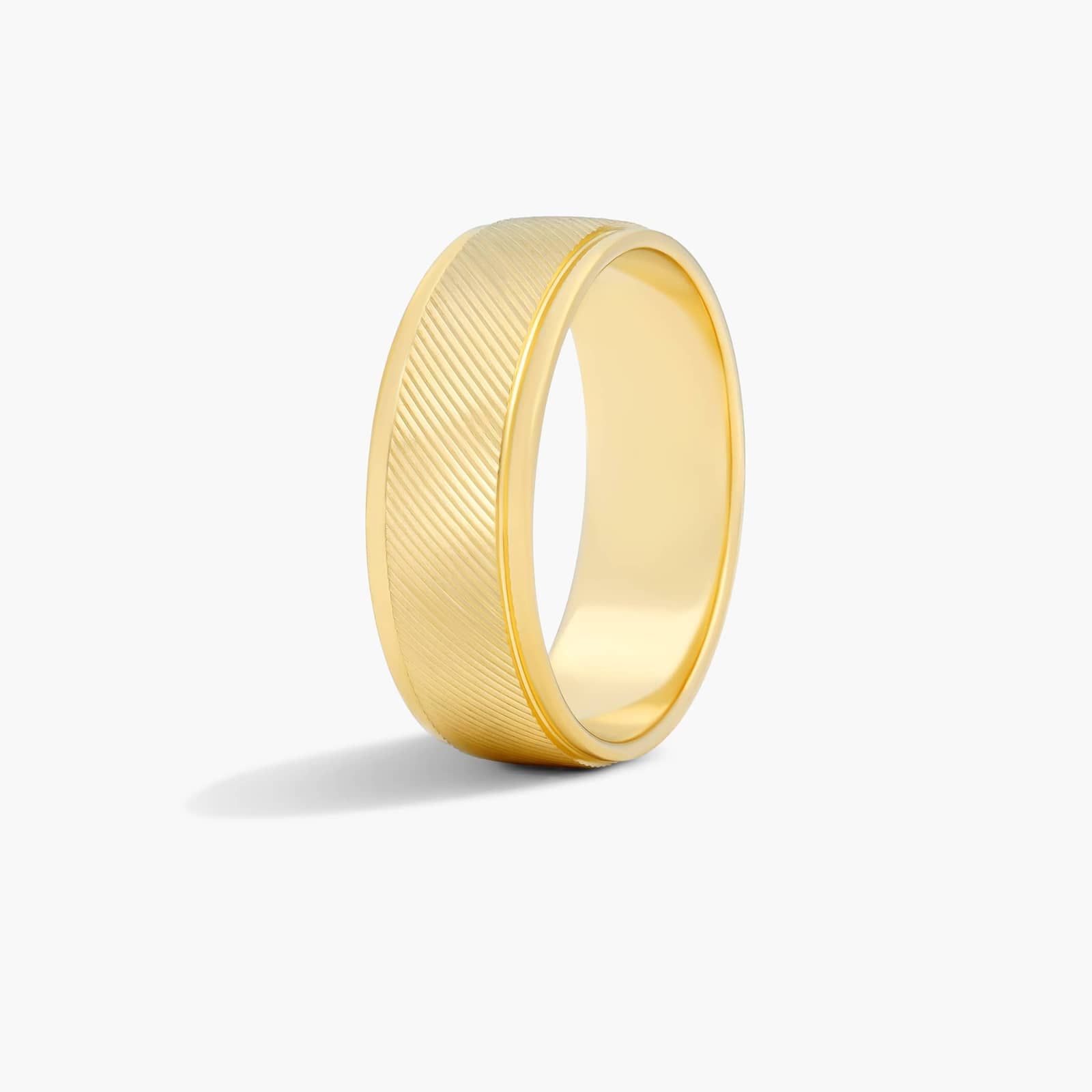 Oblique Design Men's Wedding Band In 18K Yellow Gold (7.00mm) By James Allen
