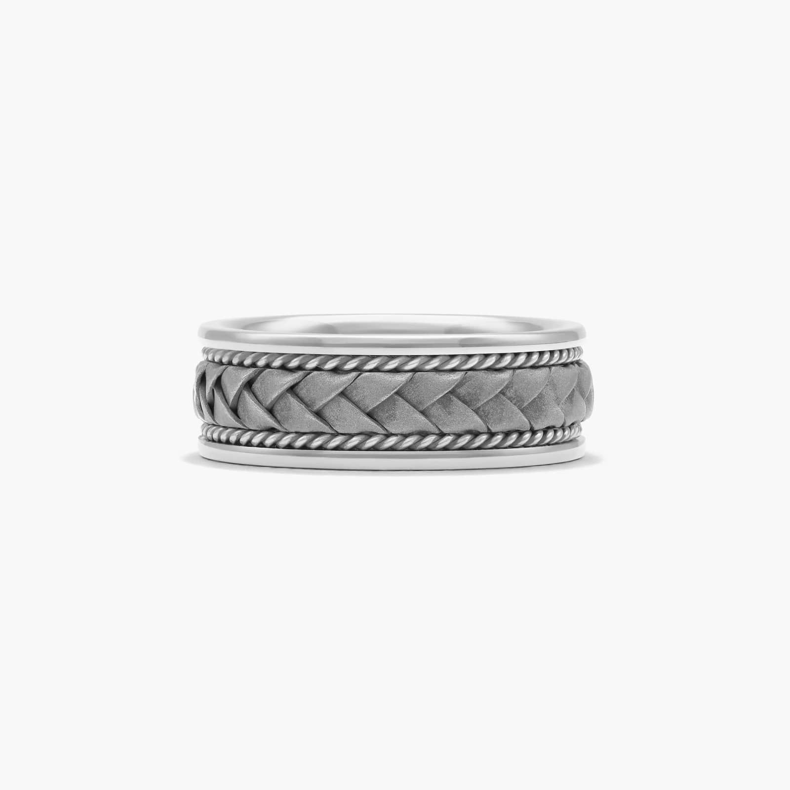 Braided Center Men's Wedding Band In 18K White Gold (8.00mm) By James Allen