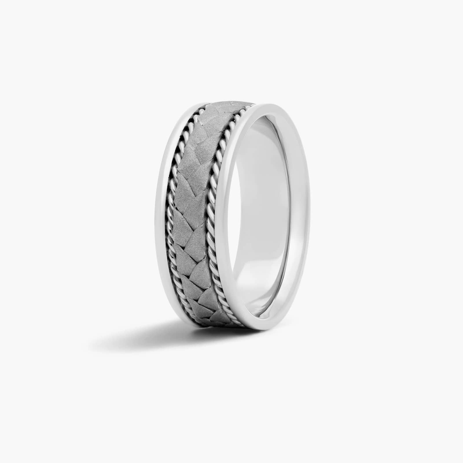 Braided Center Men's Wedding Band In 14K White Gold (8.00mm) By James Allen