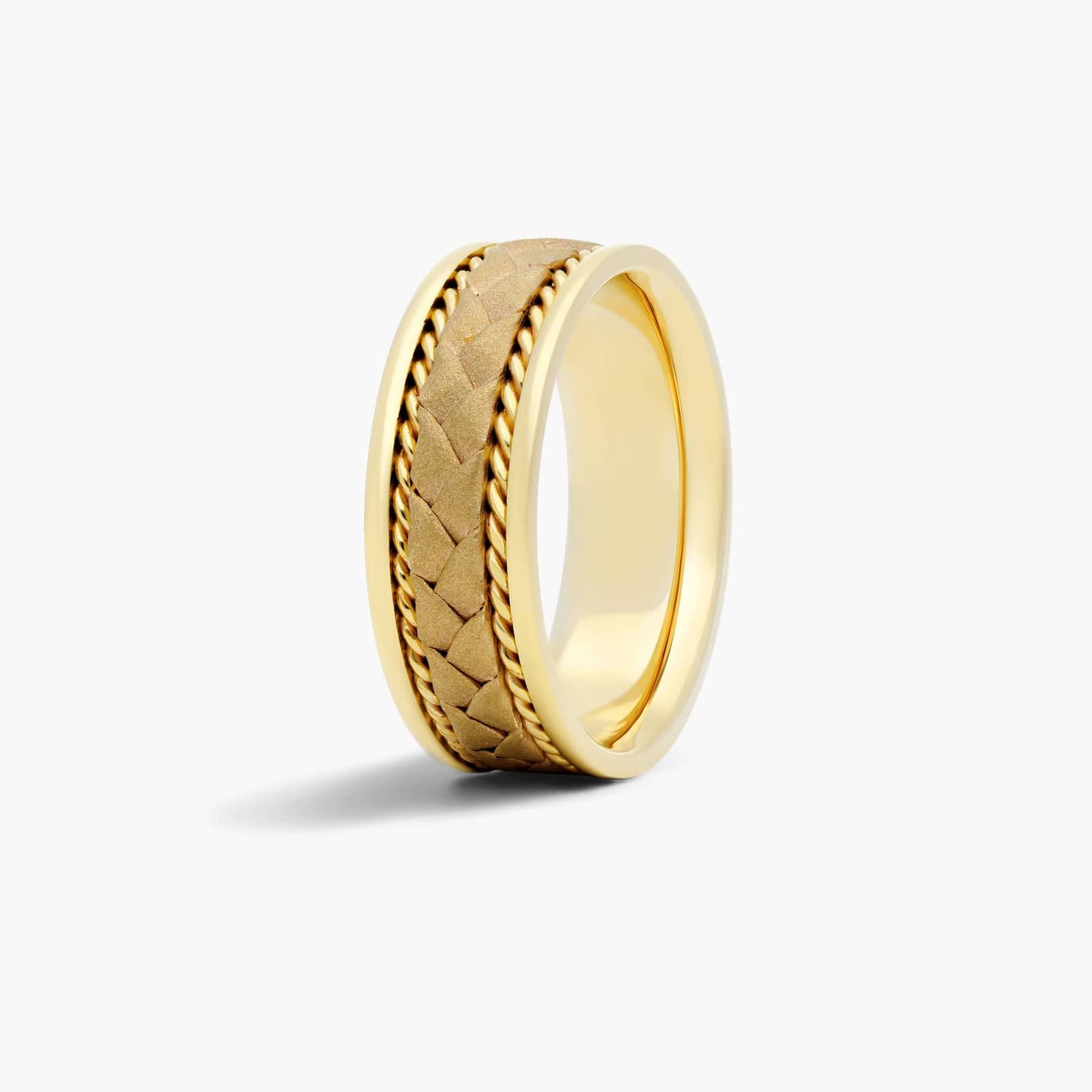 Braided Center Men's Wedding Band In 18K Yellow Gold (8.00mm) By James Allen