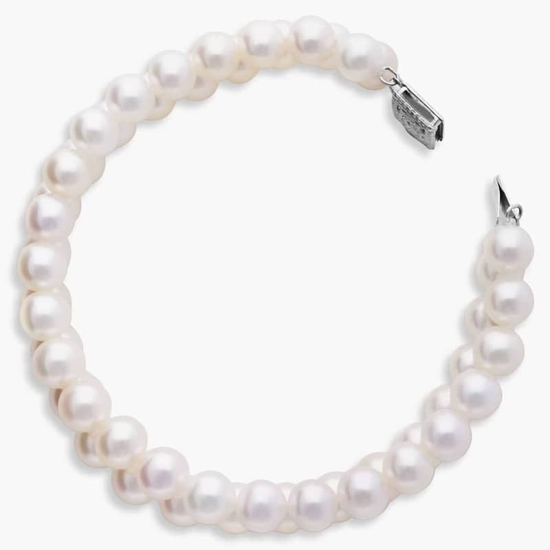 Double-Strand Freshwater Cultured Pearl Bracelet in 14k White Gold (7.0-7.5mm)