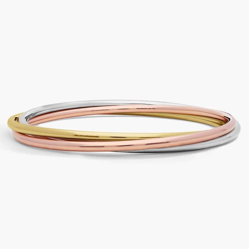 Trio Bangle Bracelet in 14k Italian Yellow, White and Rose Gold