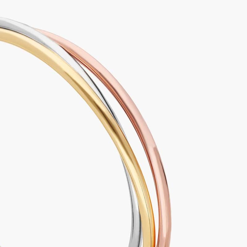 Trio Bangle Bracelet in 14k Italian Yellow, White and Rose Gold