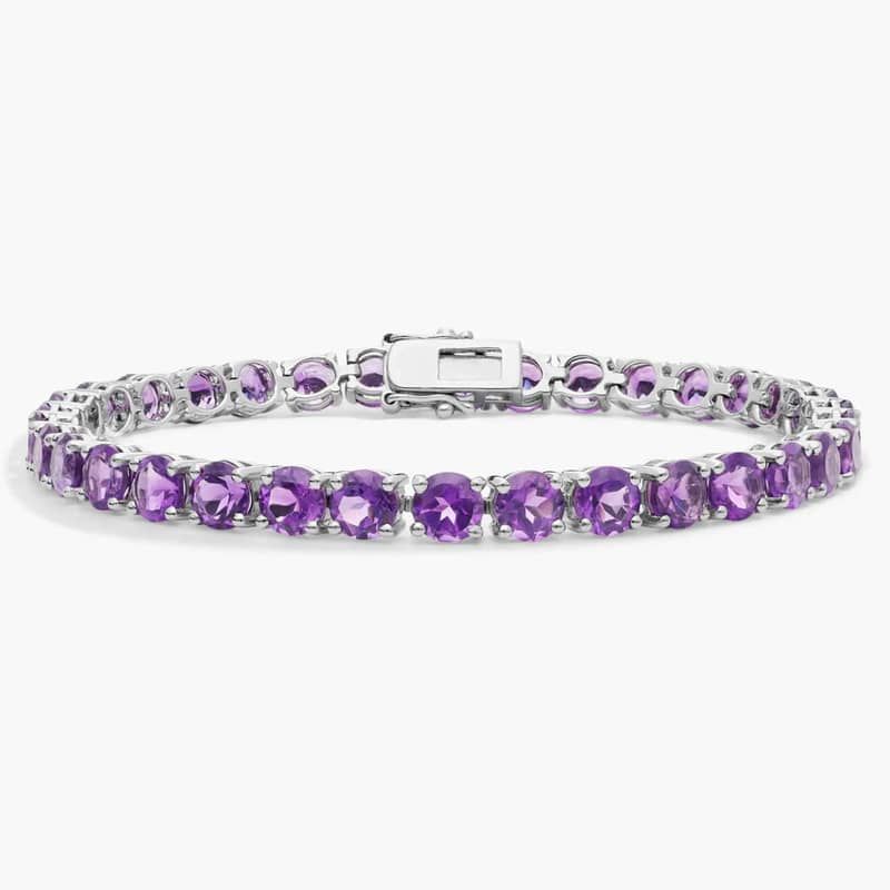 Amethyst Bracelet in Sterling Silver (5mm)