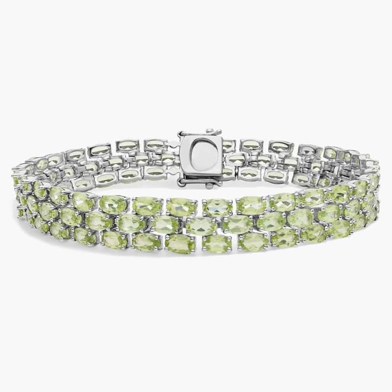 Trio Oval Peridot Bracelet in Sterling Silver (5x3mm)